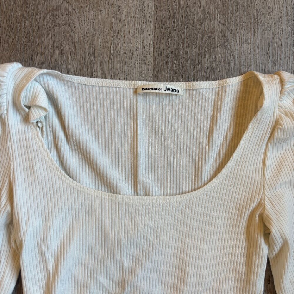 NWOT Reformation Jeans Ribbed Vita Top in White XS - Picture 7 of 9